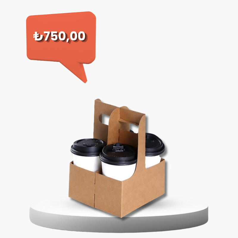 Elevate kraft bardak taşıyıcı – sağlam ve pratik paket servis çözümü